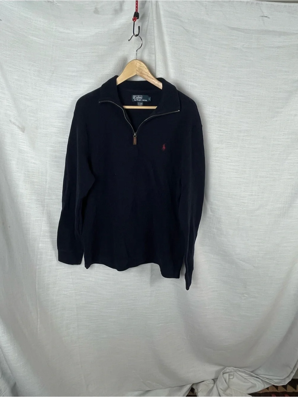 Polo Ralph Lauren Navy 1/4 Zip 100% Cotton Sweater Sweatshirt Men’s L